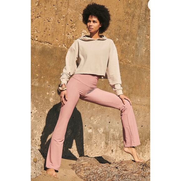 Free People Movement x Onzie Ribbed Slim Flare Leg Dance Leggings Pink Size XS - Picture 1 of 9